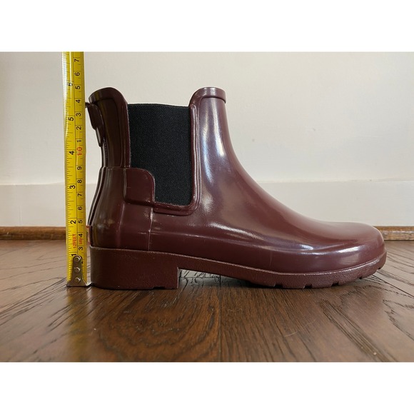 Hunter Women's Chelsea Rain Boots Size US 7 / EU 37 Burgundy Waterproof - Picture 1 of 11